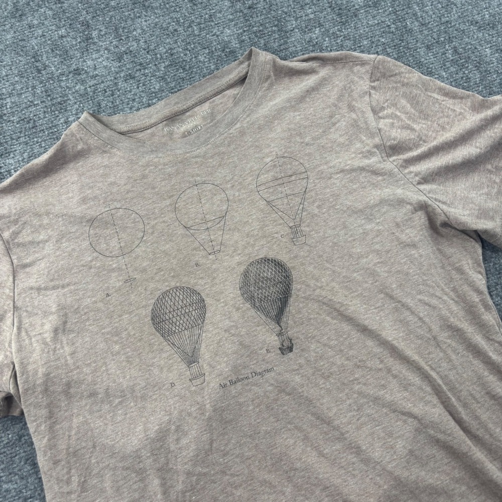 Banana Republic T-Shirt Large Brown Air Balloon Diagram Graphic Mens